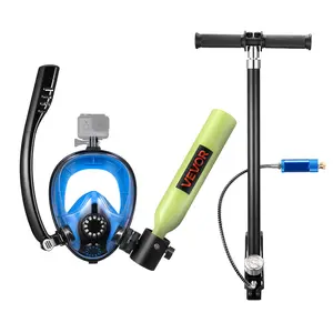 【SummerFinds】VEVOR 0.5L Mini Scuba Tank, Aviation-Grade Aluminum Diving Cylinder with Fog-Resistant Full-Face Mask, Portable Kit Includes High-Pressure Pump for Snorkeling & Shallow Water Diving