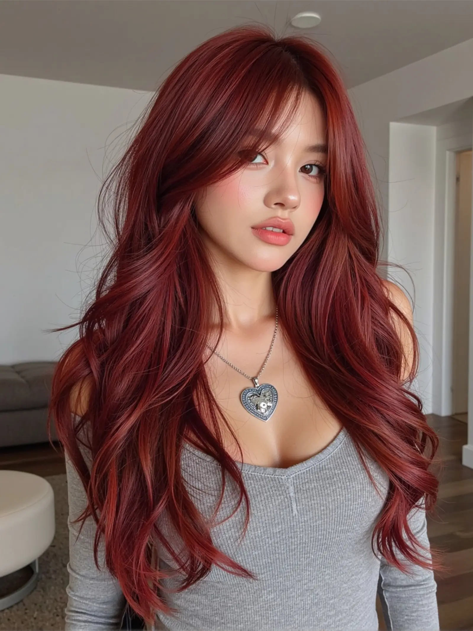 Reddish- Long Hair Wig, 28 Inch Curly Bangs, Heat Resistant Fashion & Casual Wig, Synthetic Wavy Wig, Perfect for Holiday Parties Halloween Thanksgiving, Synthetic Wigs