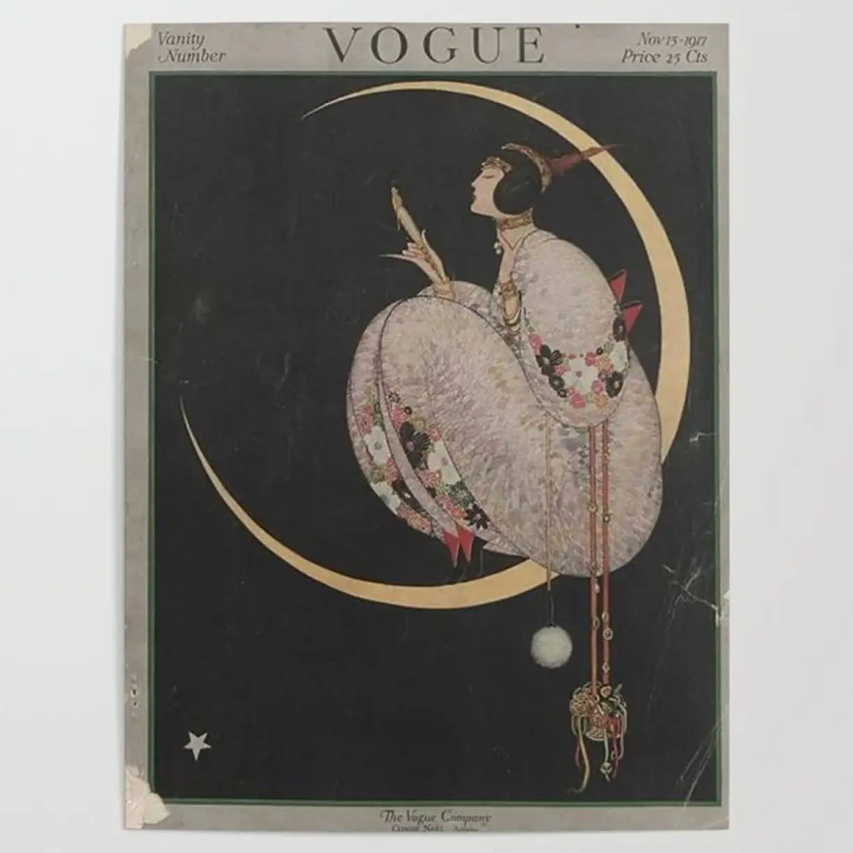 Vintage December 1917 Fashion Magazine Cover Retro Wall Art Poster
