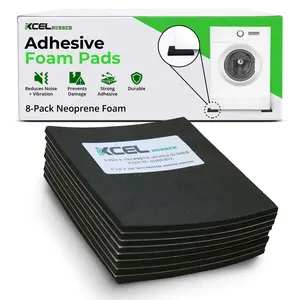 XCEL 8 Piece Neoprene Foam AntiVibration Pads With Adhesive 6" X 6" X 1/4" for Noise Reduction