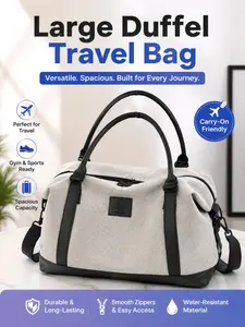 Patched Decor Colorblock Travel Bag, Large Capacity Zipper Travel Bag, Fashionable Multifunctional Casual Outdoor Sports Bag for Women & Men, Travel Gym Bag, Gym Duffel Bag