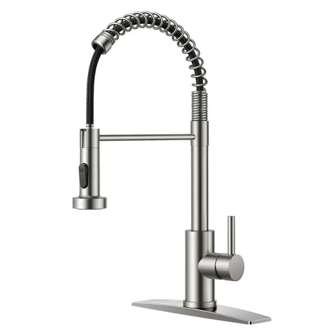 FORIOUS Modern 304 Stainless Steel Rust-Resistant Pull-Down Kitchen Faucet with Sprayer - Single Handle, 360-Degree Rotation, High Pressure, Adjustable High Arc Spout, Faucet Aerator, 5-Layer Wipe-Clean Finish, 1.8 GPM Water Control, Easy Setup Home Tap g