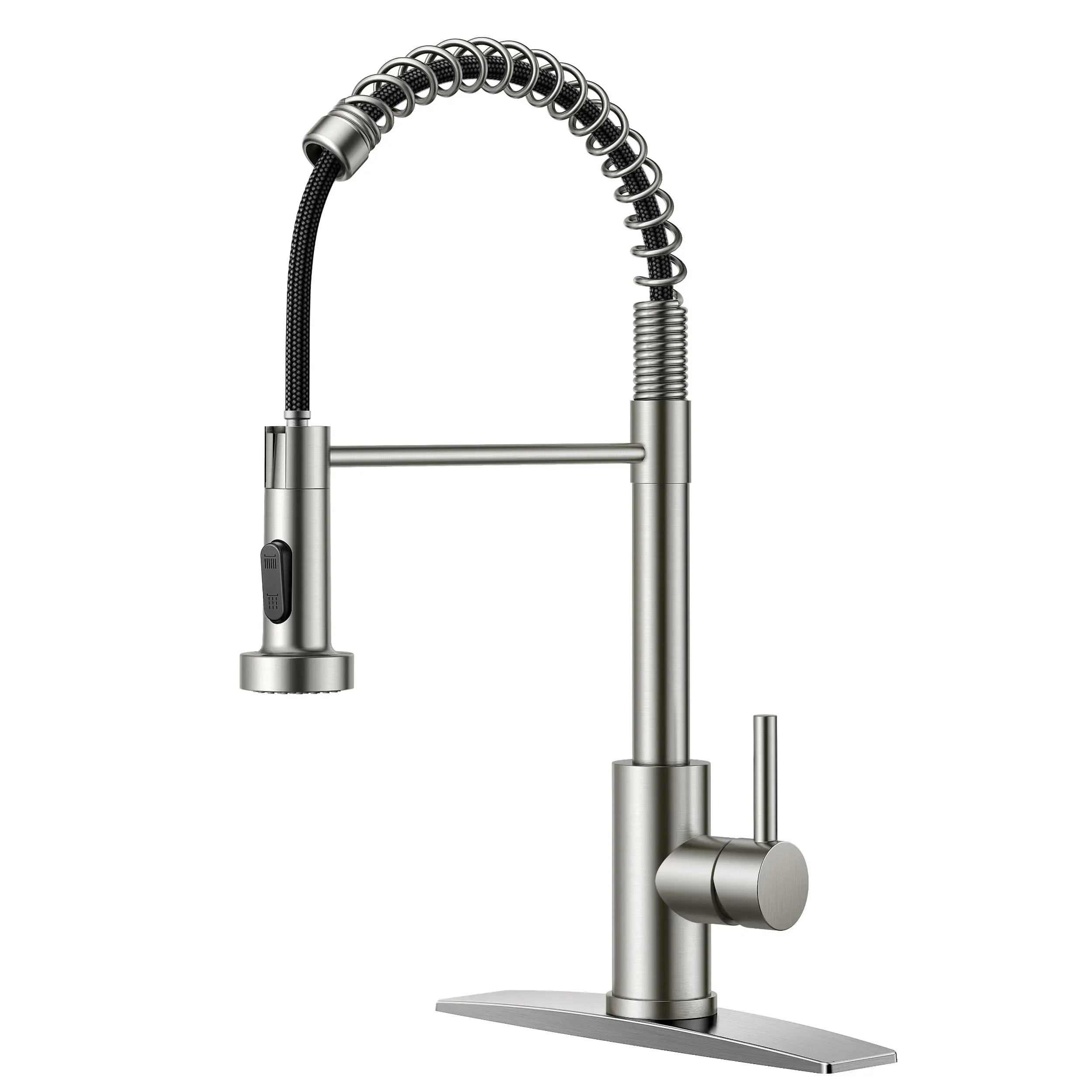 FORIOUS Kitchen Faucet with Pull Down Sprayer Stainless Steel 360 Rotation High Pressure Pull Out Single Handle Adjustable Sink Faucet