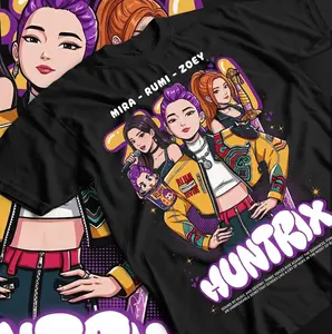 Rumi Kpop Demon Hunters T- Shirt Girl Kpop Huntrix Shirt Mira Rumi Gift Shirt.