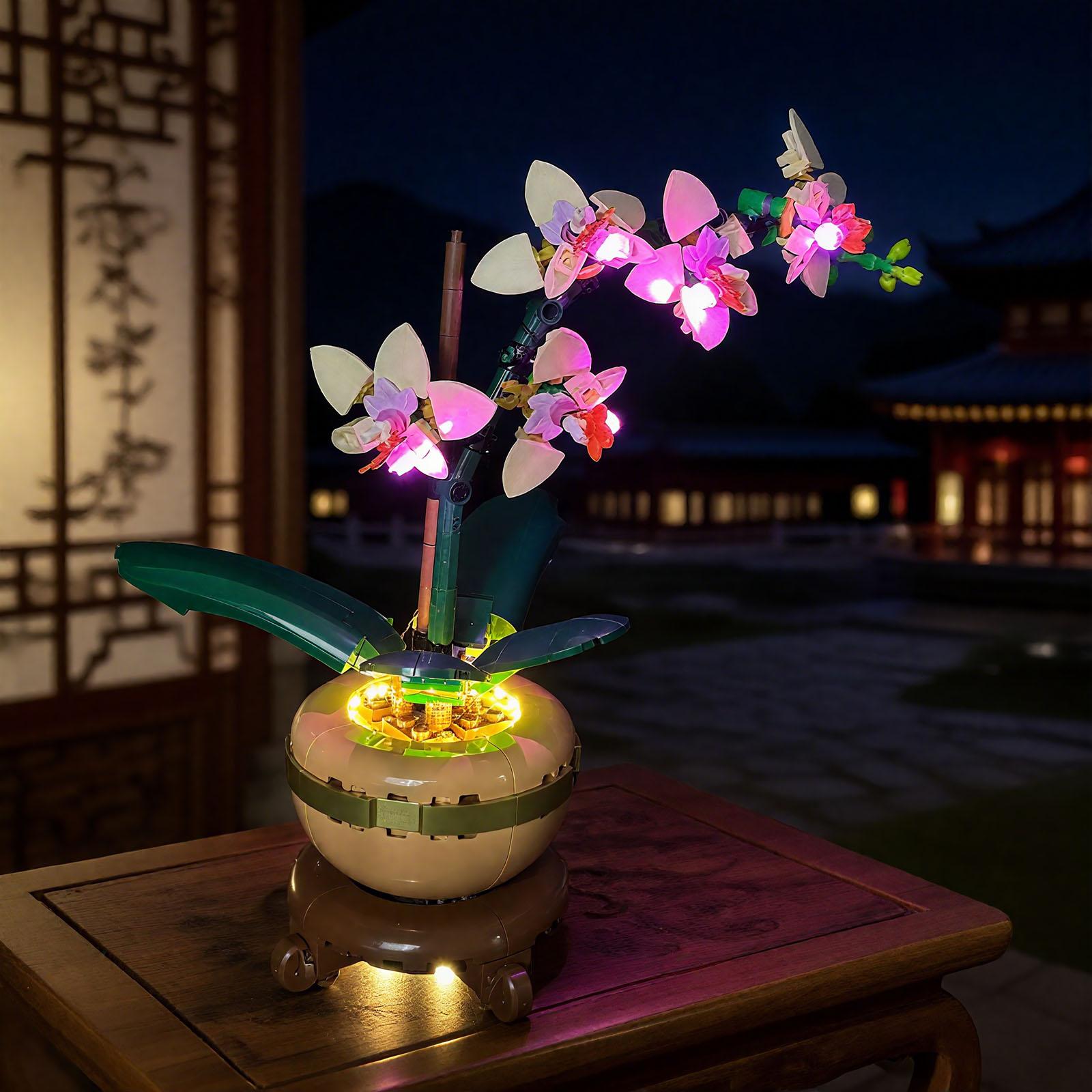 LYBMTWF Lighting Kit for LEGO 10343 Building Block Model Lighting Orchid — Indoor Plant Decor for Dining Tables, Desks, and Offices — A Valentine's Day Gift for That Special Someone (Model Set Not Included)