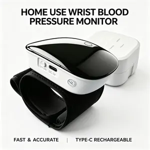 Rechargeable Wrist Blood Pressure Monitor - Digital Automatic BP Machine with Backlit Display, Voice Broadcast, 2-User 198 Memory, Portable Cuff with Carrying Case for Home Travel Use