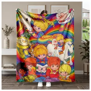 Rainbow Brite 80s Retro Cartoon Blanket Ultra Soft Flannel Fleece Cozy Warm HD Print Starlite Color Kids Magical Horse Bedroom Couch Sofa Throw Decor Decorative Throw Perfect Birthday Gift Christmas Suitable as a gift sizes 60*80,30*40 ,40*50 50*60