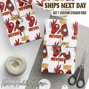 [Blackk Friday Sale]Six Seven Superhero Christmas Wrapping Paper, Comic Hero Holiday Gift Wrap, Festive Action Hero Print, Cool Boys Xmas Gift Wrapping Sheet luxury