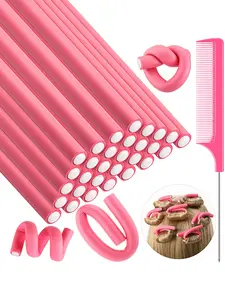 30 Flexible Curling Wands, Soft Foam Hair Rollers, Heatless Hair Curlers, No Heat, Includes Steel Tail Comb, Suitable for All Hair Types, Heatless Curling Set