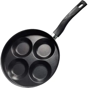 4-Cup Egg Pan Nonstick Versatile Breakfast Skillet for Eggs Pancakes Plett Crepes Gas Stove & Induction Cooktop Cookware Non-Stick Surface - Cooking