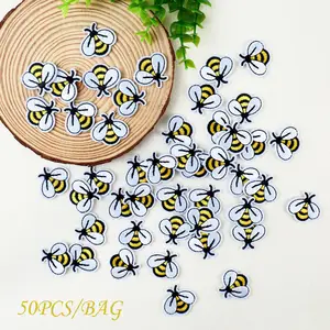 50pcs Bee Pattern Iron-On Patches, Sewing Embroidery DIY Patch for Clothes Shoes Bags Hats Jeans Accessories
