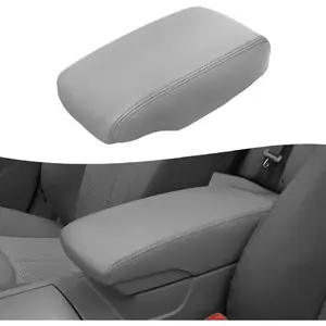 Center Console Armrest Cover Replacement for Toyota Camry 2007 2008 2009 2010 2011, Vinyl Leather Arm Rest Covering Upholstery, Anti-Scratch, Gray (Leather Part Only)