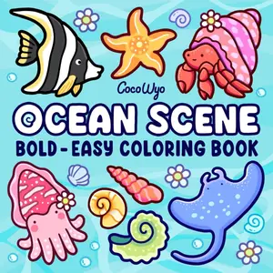 Ocean Scene: Coloring Book for Adults and Kids, Bold and Easy Designs for Relaxation with Sea Life (Bold & Easy Coloring) little corners cozy Colorful Paper Material