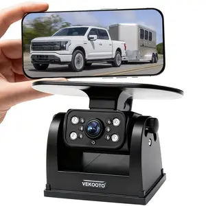 VEKOOTO MZ6 WiFi Magnetic Solar Backup Camera 10500mAh Rechargeable Battery Wireless for Truck RV Trailer Car Easy Hitching Gooseneck Horse Boat Travel Trailer Fifth Wheels RV Camper Reverse for iPhone iPad Android Metal Digital Mount Safety Waterproof Ou