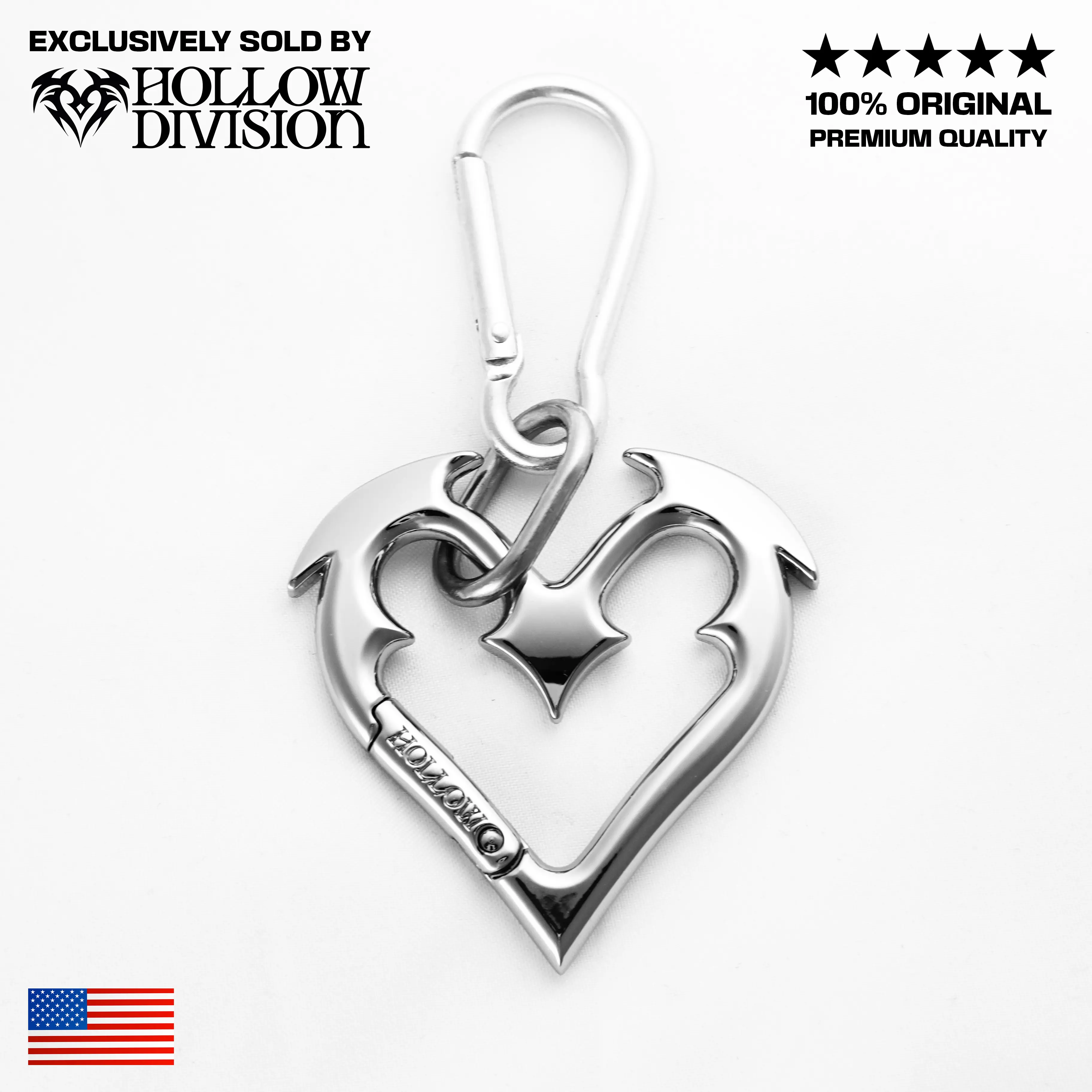 Hollow Heartbreaker Mini Carabiner - Original Gothic Heart Metal Keychain, Solid Design, Zinc Alloy, Versatile Belt Loop Utility Accessory for Everyday Use