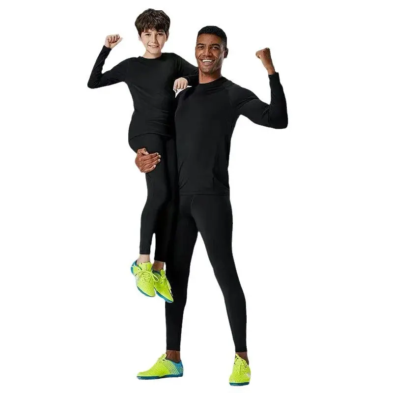Men's 2-Piece Spandex Blend Fleece-Lined Autumn Winter Sports Set - Long Sleeve Compression Shirt, Quick-Dry Pants for Basketball, Running (Multi-Size Option Including 2XL, 3XL, Size 28), Long Sleeve Shirt, Male, Compression Fit, Running Sports, Sporty Ch