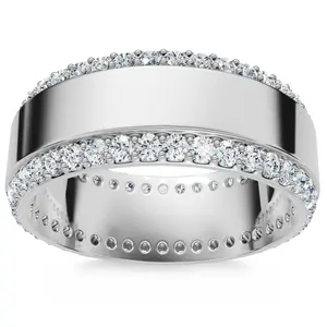 Men's 1Ct Diamond Wedding Ring 8MM 14k Gold Polished Band Lab Grown
