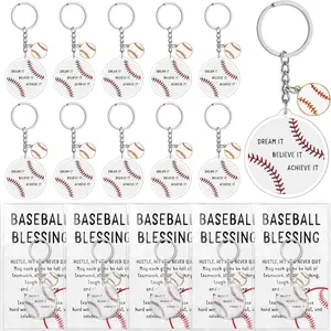 15 Sets Baseball Team Gifts Include 15 Acrylic Keychains with Motivational Cards for Souvenir Rewards Party Favors Gift Filler