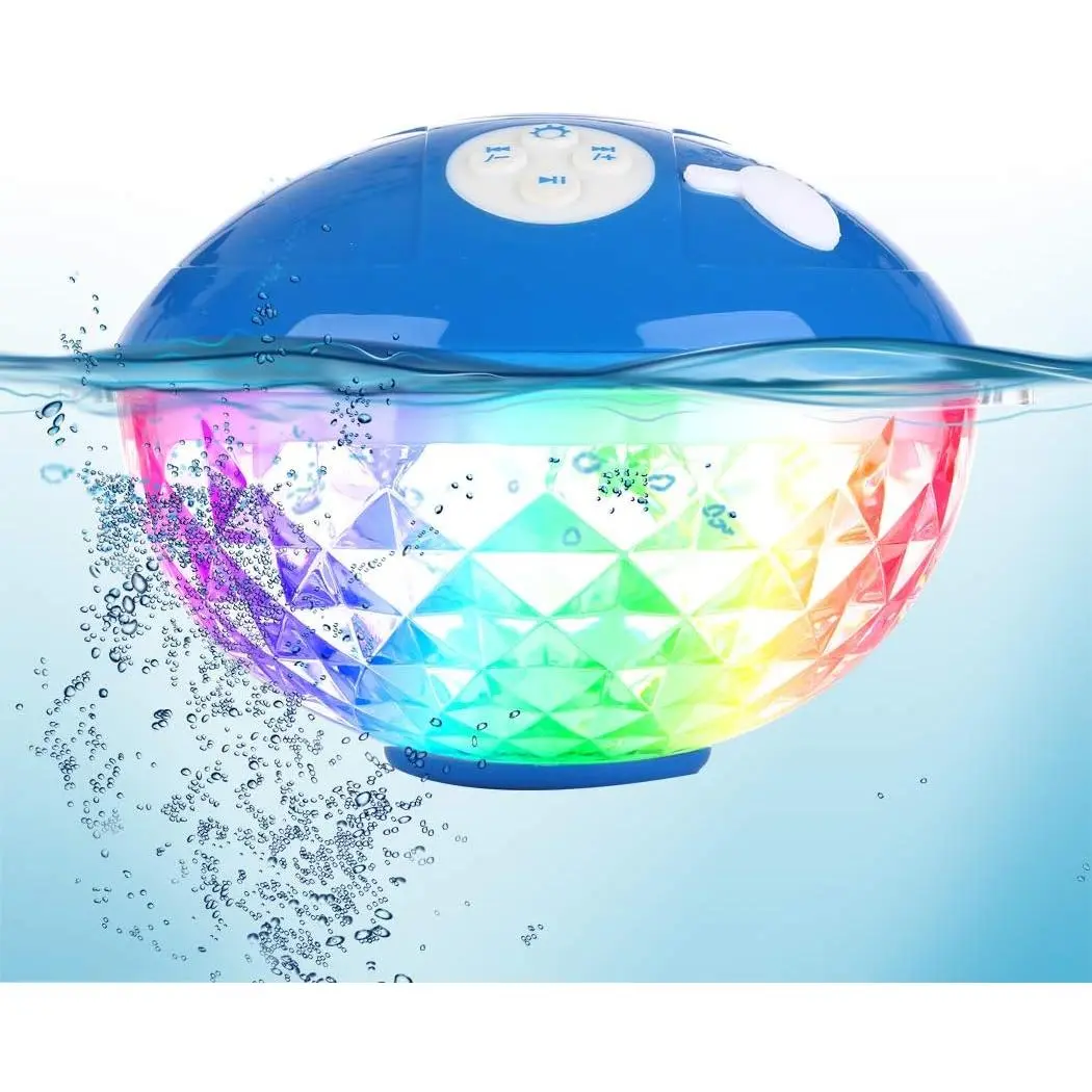 Bluetooth Pool Speaker with Colorful Light, Portable Floating Pool Speaker IP68 Waterproof,Built-in Mic, Floatable Crystal Clear Sound Wireless Bluetooth Hot Tub Speakers for Pools Spa Outdoor