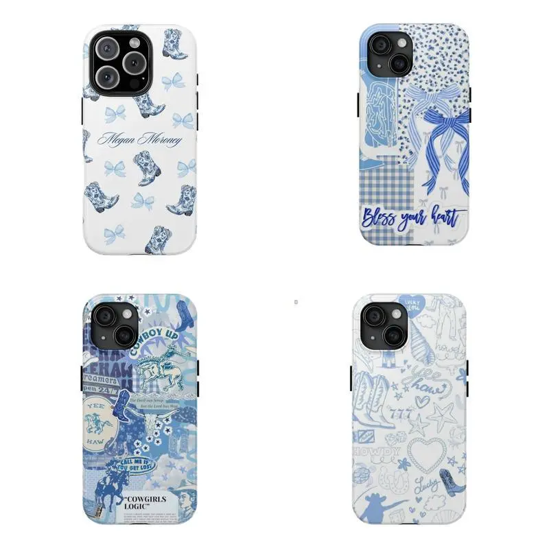 Megan Moroney Bless Your Heart Blue Coquette Cowgirl Phone Case