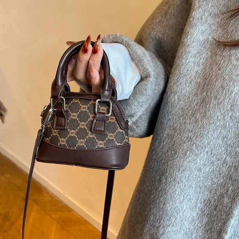 Elegant Mini Shell Bag, Portable PU Handbag, High-Style Vintage Geometric Shoulder Crossbody Bag, Women's Daily Commute Purse, Stylish Crossbody Bag, Daily Commuting Bags