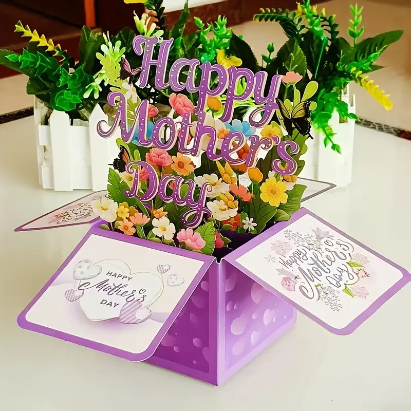 Mother's Day Creative 3D Box Pop-Up Greeting Card, Custom Message Card, Exquisite Holiday Blessing Card, Warm And Sincere Gift For Mom, Mothers Day Card