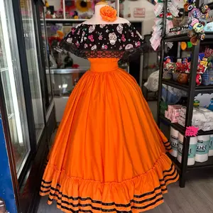 Catrina 2 pcs set Folklore Mexican Skull  skirt and blouse