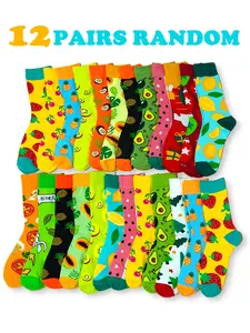 Unisex Fruit Design Mid-Calf Socks, Elastic Socks, Casual Daily Socks, Soft Polyester Blend, Comfortable Winter Footwear, Perfect Gift for Family & Friends
