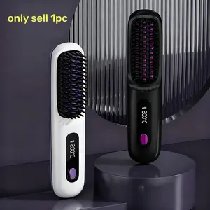 Electric Comb Hair Straightener, Ceramic Heating, Fast Hot, Multi-Gear Adjustable, 3D Design, Wireless, Type-C Charging, 2000mah, Cordless Hair Straightener