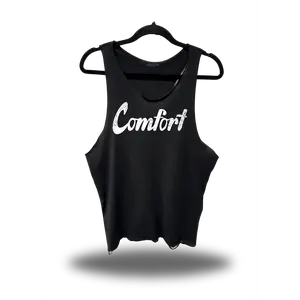 TheDriveClothing COMFORT KILLS Black Stringer Tank Top Men Women Gym Tank, Scoop Neck Bodybuilding Stringer, Workout Sleeveless Shirt, Streetwear Fitness Tank, 100% Cotton Muscle Tank, Road Rash Graphic Tank