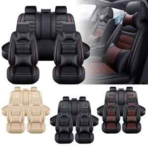Car Seat Covers Full Set Fit For Jeep Renegade 2015-2021/Grand Cherokee/Wrangle 2005-2021/Compass 2007-2022 Leather Car Seat Covers Front and Rear Seat Covers All Season Waterproof Cushions Black Red