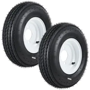 GAOMON 4.80-8 4.80x8 480-8 Trailer Tire and Wheel Assembly, Heavy-Duty Load Range C 6PR, 4 Lug White Modular Wheel, 8 Inch Tires for Utility/Boat/Camper Trailers, Set of 2