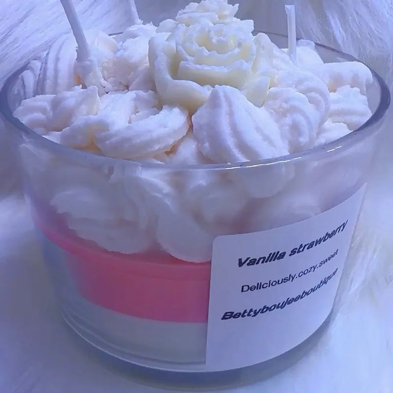 Strawberry Vanilla Whipped Candle - Deliciously Cozy Sweet Scented Wax