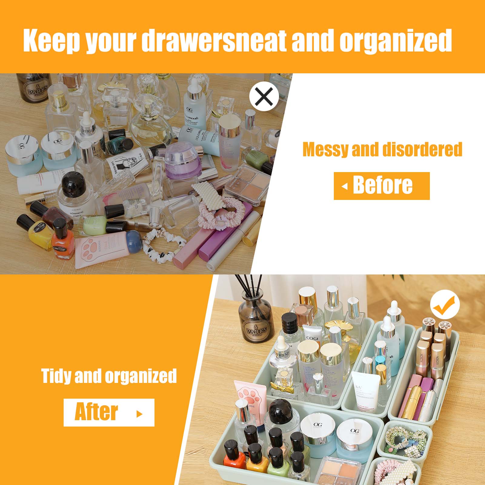 16-Piece Plastic Drawer Organizers Set - 4 Sizes Versatile Storage Bins for Bathroom Kitchen Makeup Office Supplies Lightweight Sturdy Bakeware 16-Piece Plastic Drawer Organizers Set - 4 Sizes Versatile Storage Bins for Bathroom Kitchen Makeup Office Supplies Lightweight Sturdy Bakeware