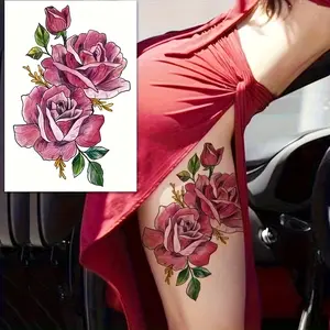 Temporary Tattoo Sticker, 1 Piece Sexy Rose Tattoo, Stylish Body Art Decoration, Perfect for Party & Daily Wear, Body Fake Tattoos