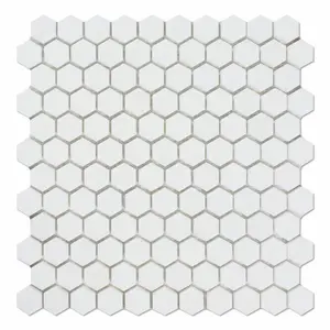 Thassos White Hexagon 1" Polished/Honed Marble Mosaic Tile Sample