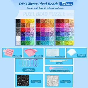DIY Fuse Beads Kit 48,000+ Pieces – Perler Beads Set with Templates & Tools, Extra 4,000 Refill, Perfect for Kids & Adults Craft, Pixel Art & TikTok DIY Handmade Gifts Diy Beading Accessories