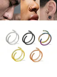 Punk Style Double Hoop Spiral Nose Ring Earrings, Unique Design, Suitable for Women, Fashion Lover Body Jewelry Accessories, Nose Piercing Jewelry, Nose Rings Hoops