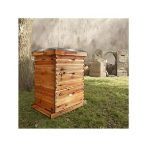 10-Frame Complete Bee Hives And Supplies Starter Kit Dipped In 100% Beeswax, Includes 2 Deep Hive Bee Box And 1 Bee Hive Super With Beehive Frames And Foundation For Beginner Beekeepers
