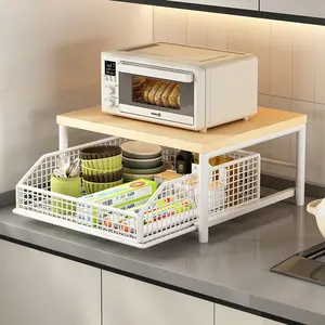 Kitchen Microwave Oven Shelf Countertop with Drawer Oven Rice Cooker Air Fryer Appliances Floor Storage Rack
