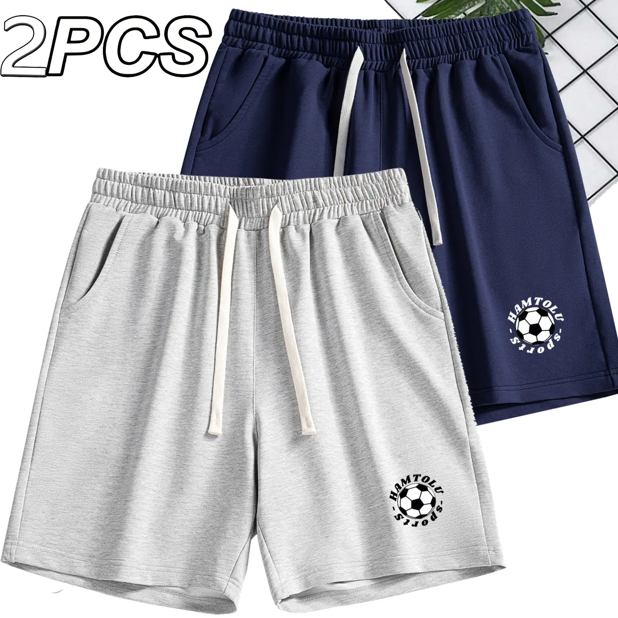 2Pack Men's Casual Soccer Graphic Shorts, Comfortable Loose Fit Summer Shorts, Elastic Waist Breathable Jogging Shorts for Indoor & Outdoor Wear jake shorts