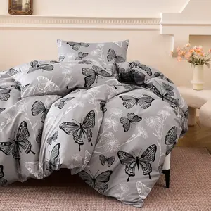 3-Piece Bedding Set, Romantic Butterfly Print, Soft Polyester, Zip Closure, Fits Twin, Full, Queen, King, Holiday Gift