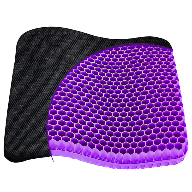 Gel Seat Cushion, Breathable Soft Pad, Dual Layer Thick Honeycomb Chair Pad, Ergonomic Cooling Ice Pad with Anti-Slip Cover, Enhanced Seat Cushion