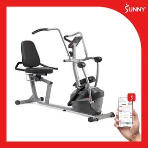 Sunny Health & Fitness Recumbent Bike Elliptical Cross Trainer, Home Gym Workout Fitness, Full-Body Low-Impact Cardio, Adjustable Resistance, Built-In Performance Monitor and Pulse Sensors, Smart, Standard, Electromagnetic, or Magnetic Options