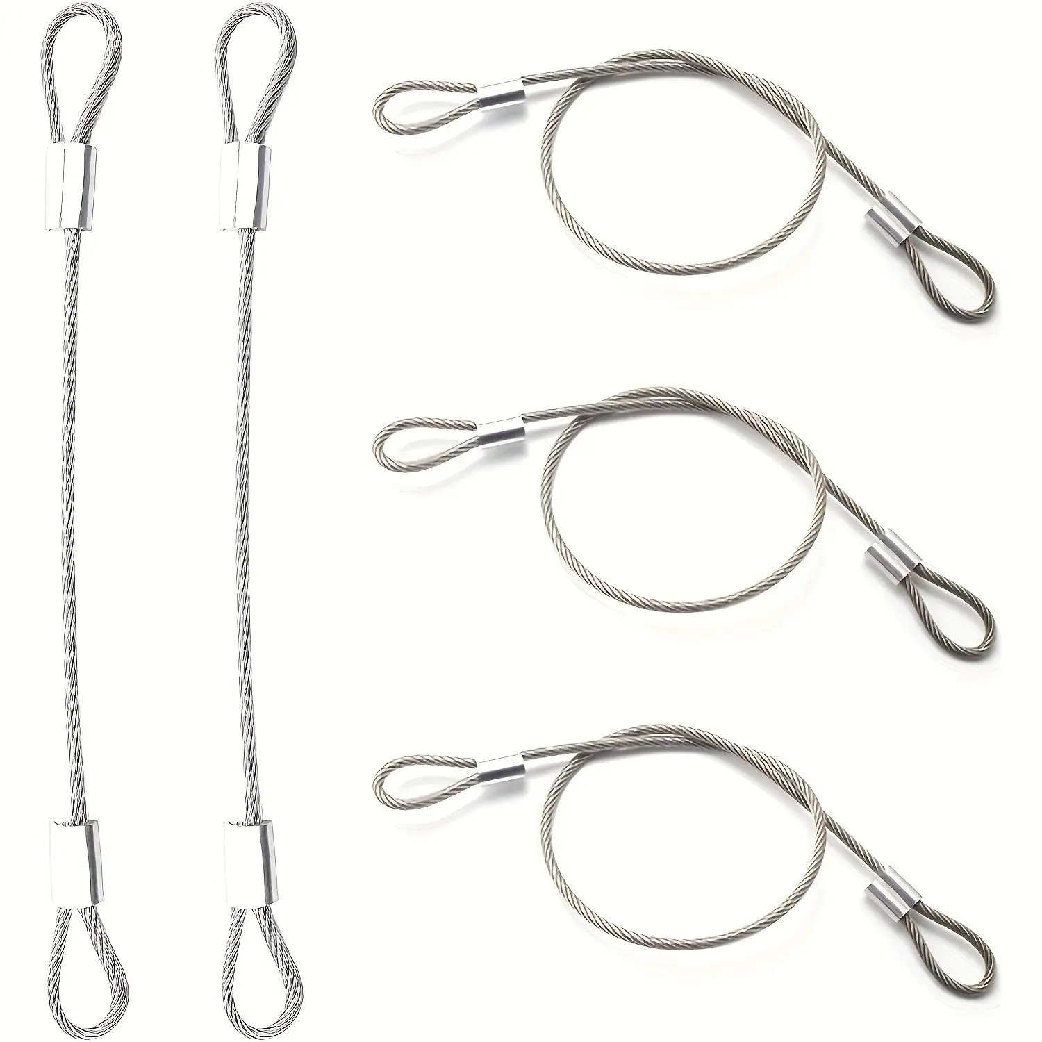 5pcs 12-Inch Heavy-Duty Stainless Steel Cable Lanyard, Durable Wire Rope with Loops, High Tensile Wire, Secure Outdoor Gate Closure, Stage Lighting, Luggage Protection, Durable Tie Downs