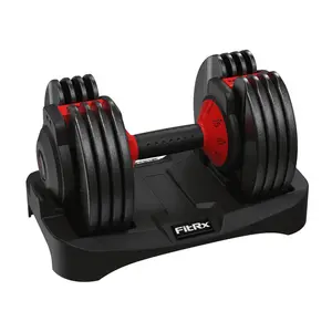 Fitrx Smartbell, 25Lbs. Quick-Select 9 in 1 Adjustable Dumbbell for Home Gym, 5-25Lbs. Weight in 2.5Lbs Increments FitRx