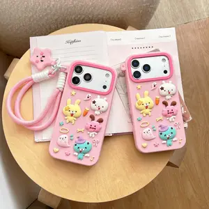 Cartoon Zombie Rabbit Silicone Phone Case For iPhone 17 16 15 14 Pro Max Soft Protective Cover Accessories