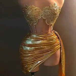 Formal Royal Gem Corset Skirt Set - Korean and Japanese Elegance - Fashion, Dress Sleeveless Sexy Halter Halter Neck Cute Womenswear Comfortable Piece Summer Simple Style actual rave outfits wedding guest dresses gold dress 2000s