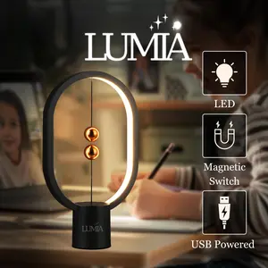 LUMIA Modern Magnetic Balance Lamp Mini - 250 Lumen LED, USB Type A to C, 3W, 20,000h, 2700 Kelvin Warm White lights bedroom