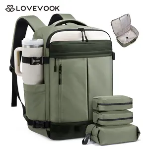 LOVEVOOK 40L Travel Backpack for Women Men, Airline Approved Carry On Luggage with 3 Cubes Accessories, TSA Personal Item Travel Cruise Essentials, Waterproof Weekender Overnight Bags fits 17" Laptop